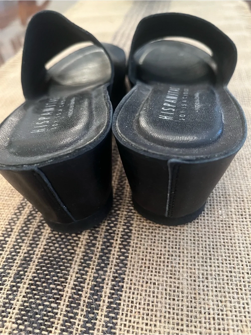 Hispanitas Vega Black Slide Sandals - Smooth Leather Upper 38 EU size 7